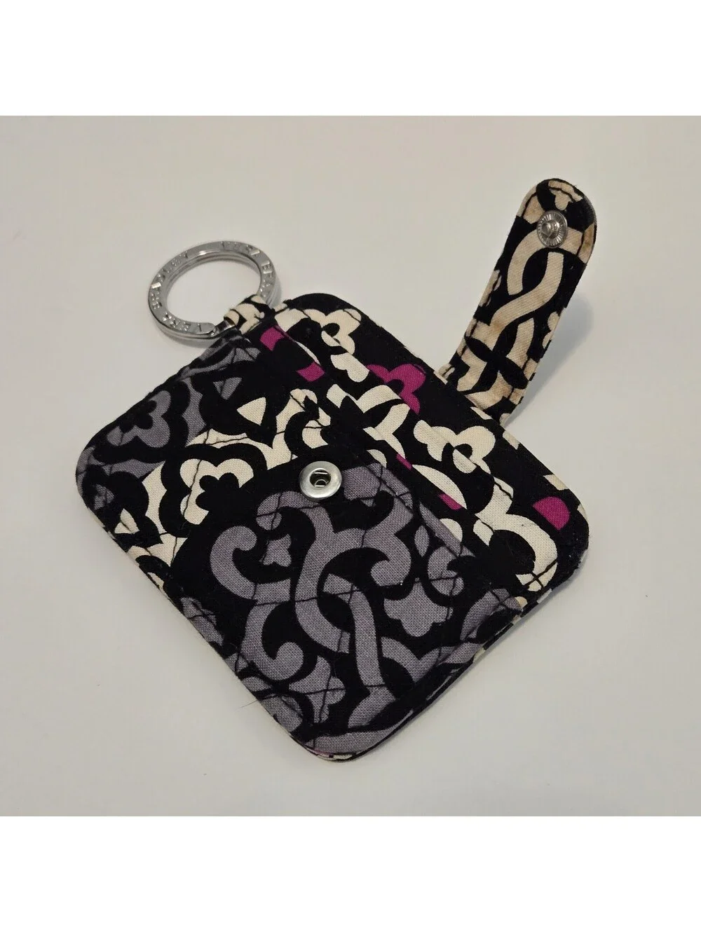 Vera Bradley Zip/Snap ID Case Canterbury Magenta Rare Discontinued Pattern - EUC